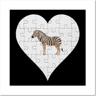 Jigsaw  Zebra Heart Design - Wild Animal Zebra Posters and Art